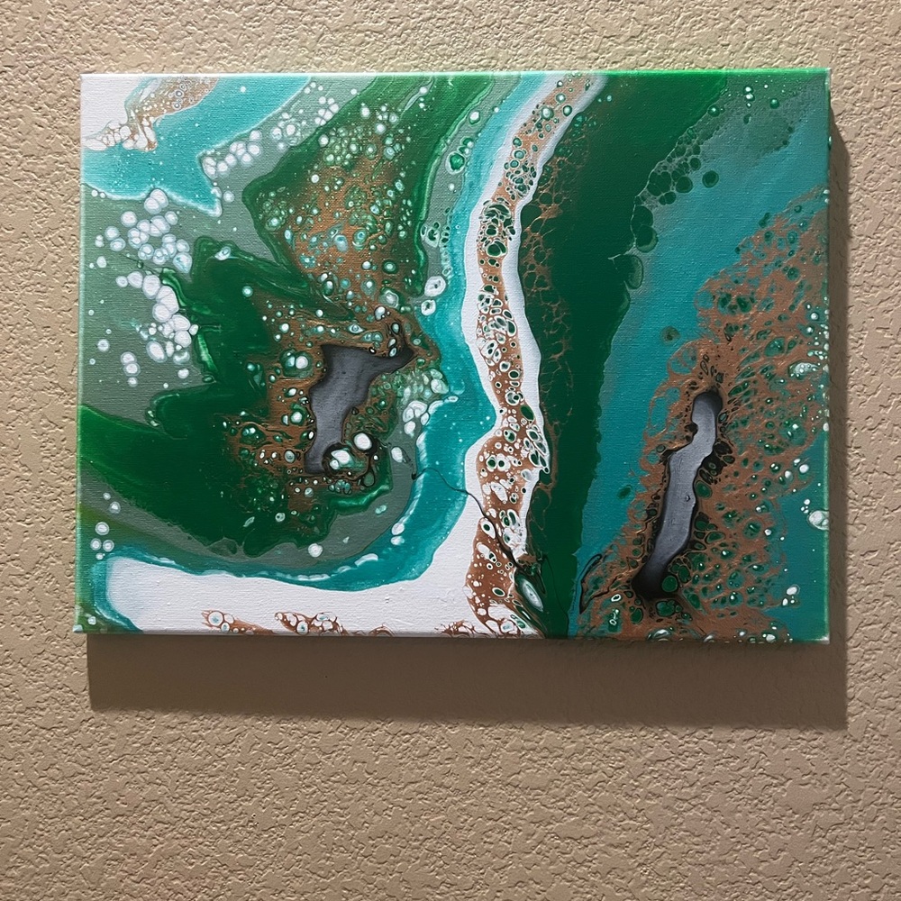Acrylic Pour Painting Resin sealed 16x20 (NWOT)
